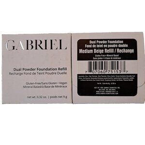 2 Pack Gabriel Dual Pressed Powder Foundation REFILL Medium Beige 0.32 oz SEALED